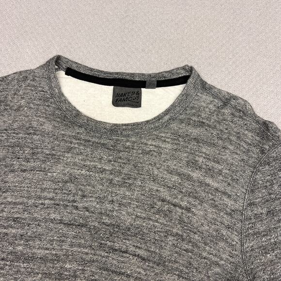 Naked & Famous Sweatshirt Mens Medium Heather Gray Cotton Crew Neck Pullover - Picture 3 of 7